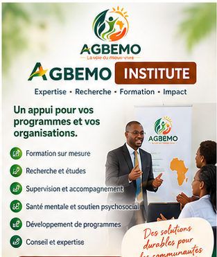 Affiche AGBEMO Institute : expertise, recherche, formation, impact